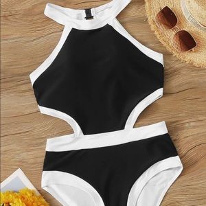 White and Black Cut Out One Piece